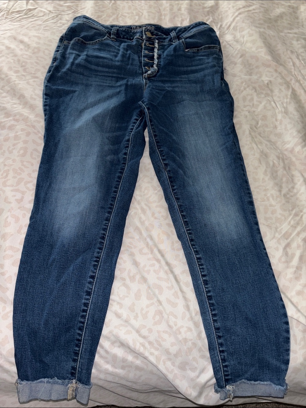 Maurices Dark Blue Cropped Button-Fly Jeans